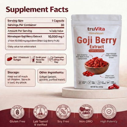 Goji Berry Extract - 10,000mg Heart-Liver Support